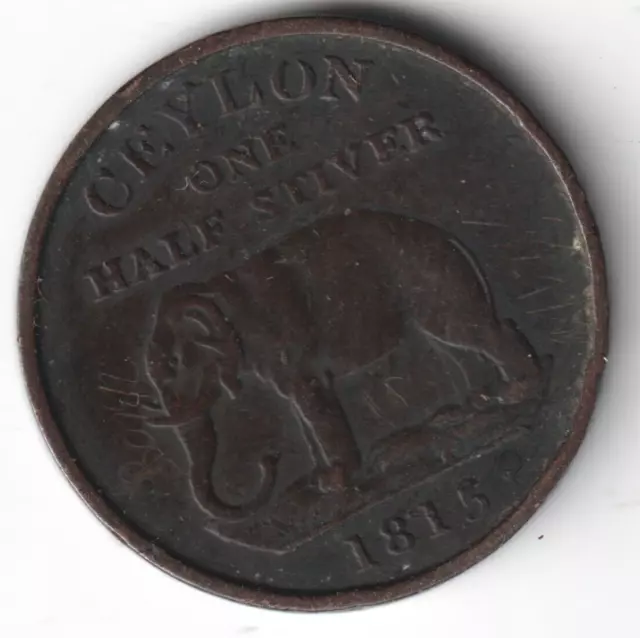 Ceylon Half Stiver 1815 Elephant Coin Auction Starts At £1