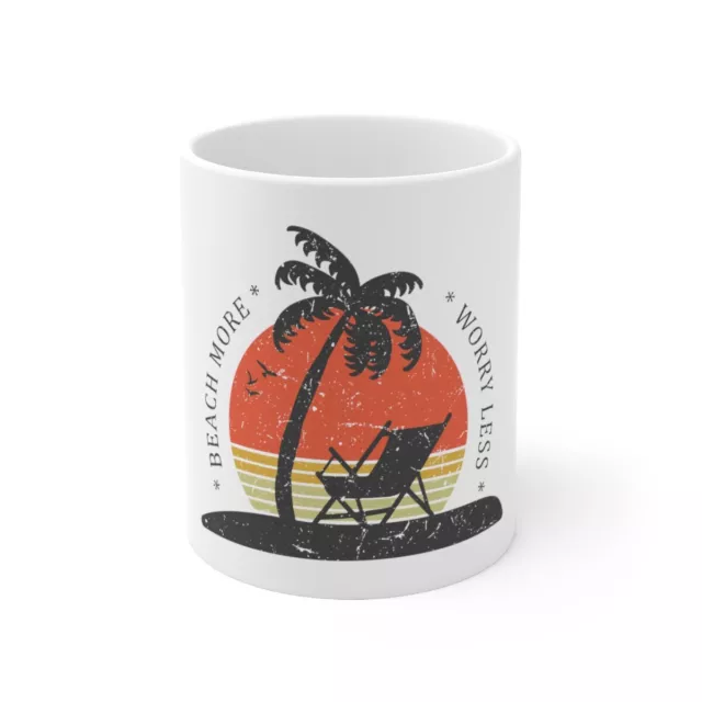 Beach Theme Ceramic Coffee Mug 11 oz, Cup for Water Tea Drinks