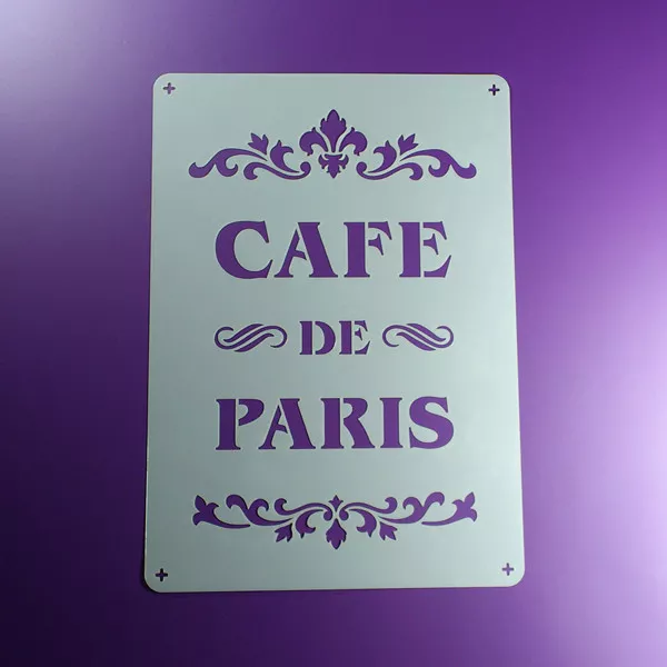 A4 Schablone Cafe de Paris Schrift Ornament Schriftzug - BO460