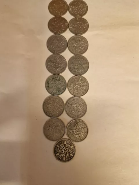 selection of british sixpence coins