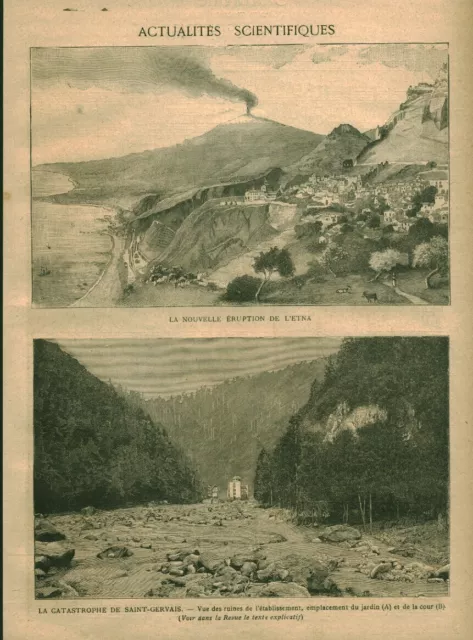 Gravure ancienne la catastrophe de Saint-Gervais issue du livre de 1892