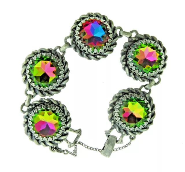 Vintage Schiaparelli Watermelon Crystal Bracelet 1x7"