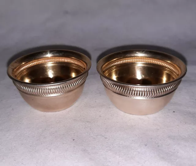 2 Gorham Sterling Silver Gold Wash Bowl Open Salt Cellar Dip Antique A2860 Band