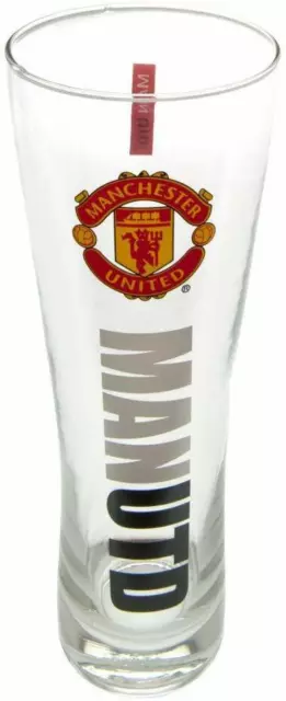 Manchester United FC Slim Pint Glass - Tall Beer Glass Gift