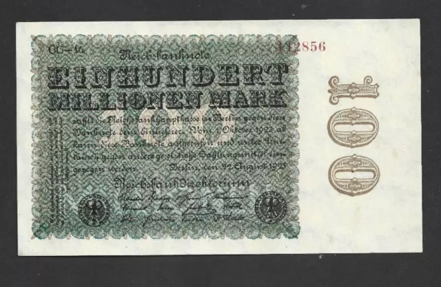 100 000 000 Mark Aunc-Unc  Banknote From Germany 1923  Pick-107