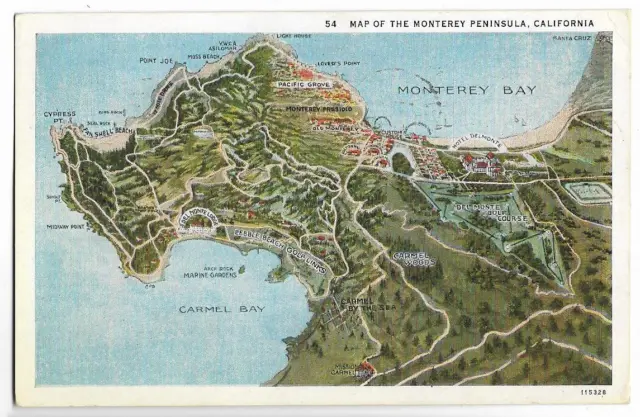 Map Postcard Map Of The Monteray PeninsulaCa Top Hot Spots.webp