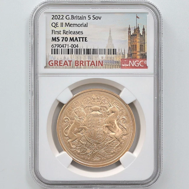 2022 Great Britain Queen II Memorial Sovereign £5 Gold Proof Coin NGC MS70 MATTE