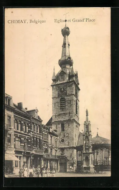 CPA Chimay, Eglise et Grand´Place