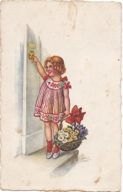 Carte Postale Ancienne – Jeune Fille Au Panier De Marguerites – Vintage 1900