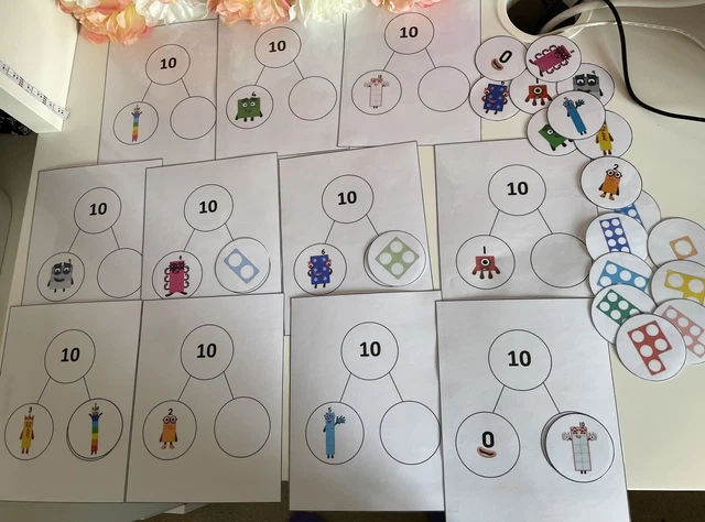 NEW CBEEBIES NUMBERBLOCKS & Numicon Laminated Part Part Whole Cards ...