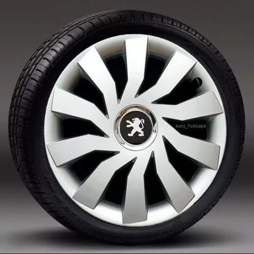 Silver 15" wheel trims, Hub Caps, Covers to Peugeot 208 (Quantity 4)