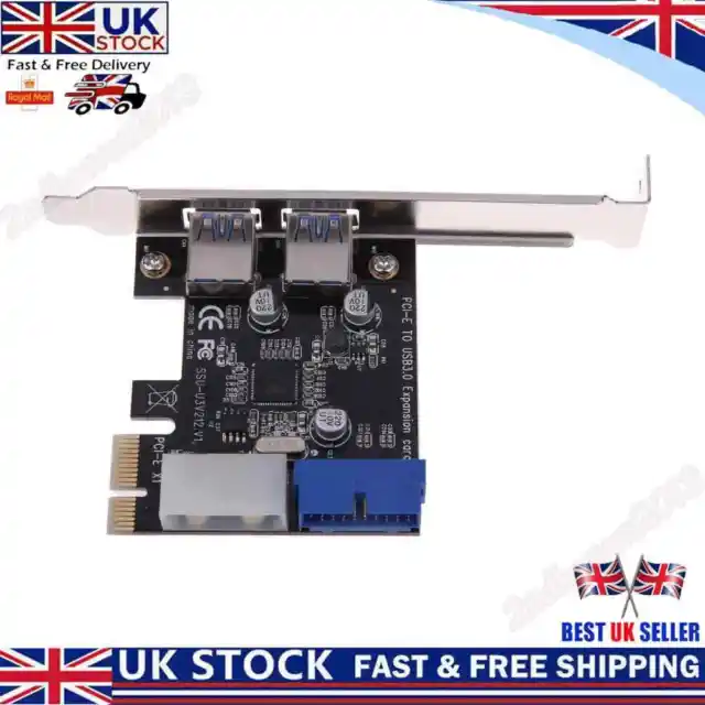 External 2Port USB3.0 + Internal 19pin Header PCIe Card 4pin IDE Power Conn UK