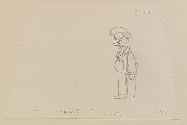 Simsons Factory Drawing SIMPSONS ORIGINAL PRODUCTION Animation Sketch Drawing Cel Apu Rare! EUR ...