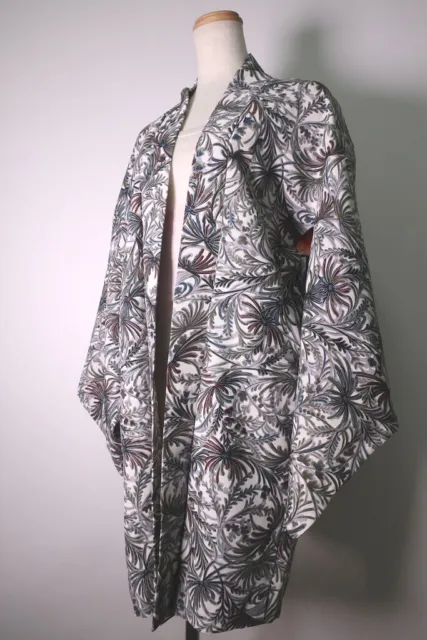 8820A5 Silk Vintage Japanese Kimono Haori Jacket Chrysanthemum