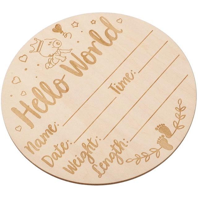 Cartello Annuncio Nascita In Legno - Hello World 14.8cm - Foto 9