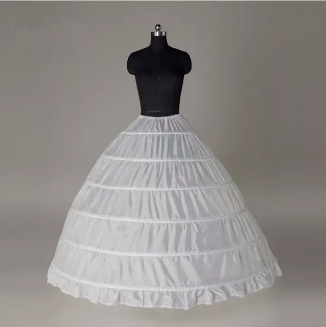 White/Black 6 Hoop Crinoline Wedding Dress Bridal Ball Gown full Petticoat Slip 2