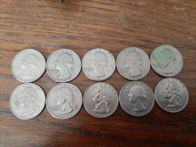 10 Monete 1/4 Dollaro Usa Quarter Dollar Stati Uniti Liberty Lotto Un Quarto Di