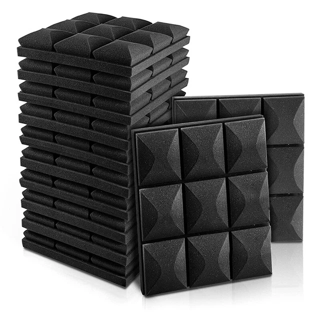 24 Panneaux De Mousse Acoustique 30x30 Cm - Absorption Des Bruits Et Réverbération Pour Studio, Bureau Ou Home Studio, Couleur Gris Foncé