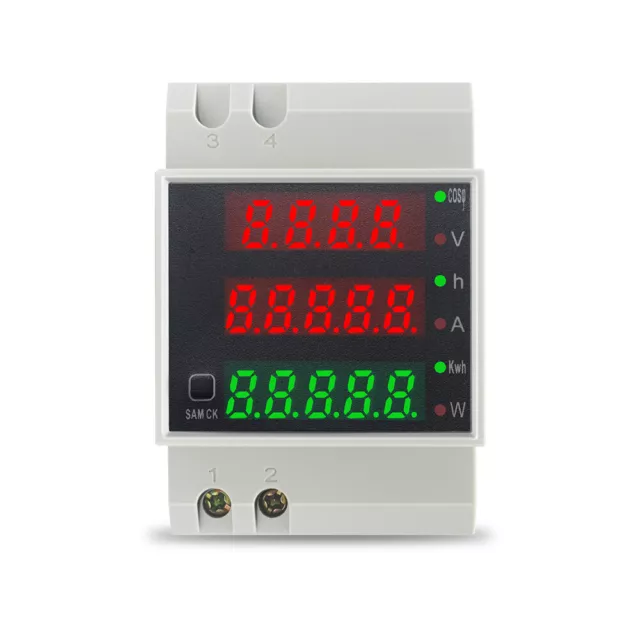 AC 80-300V 0-100A Din Rail LED Voltmeter Ammeter Ative Power Energy Factor Meter