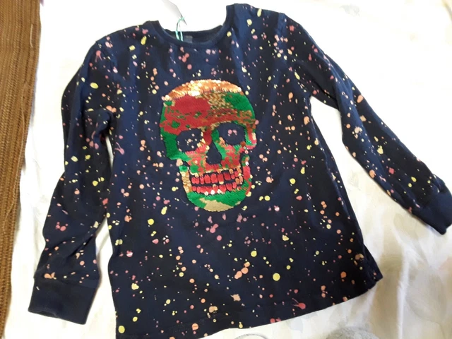 Top Multi Maniche Lunghe Blu Next 82 Bambina Taglia 5 Anni Damien Hurst Teschio