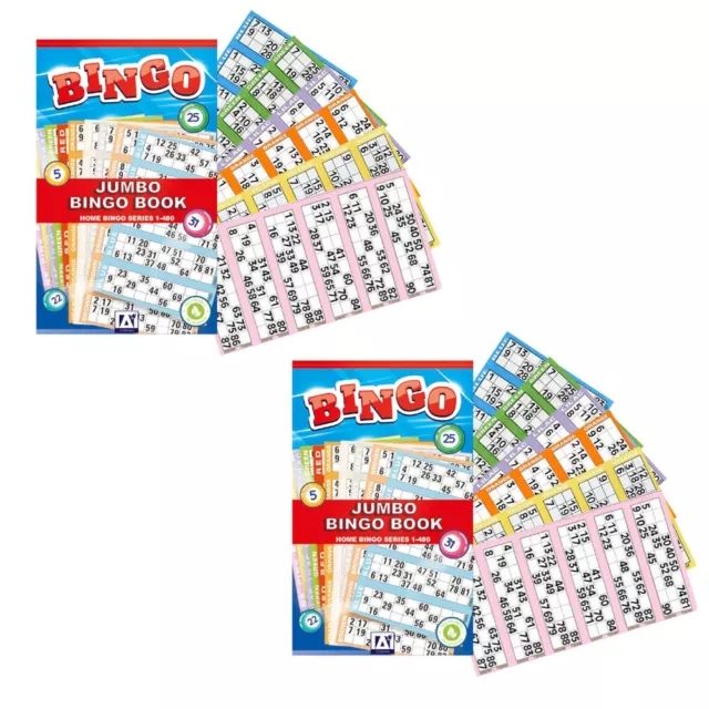 2 X Jumbo Buch Pad Von 480 Bingo Lotto Flyer Tickets Familie Spiel Karten Btz /3