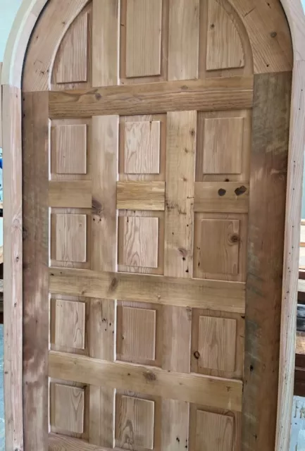 Rustic reclaimed lumber arched top door solid wood story book winery pre hung