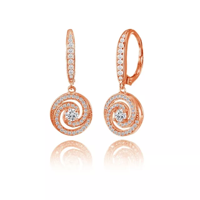 Rose Gold Geflammt Sterlingsilber Cz Liebesknoten Wirbel Lang Brisuren Ohrring