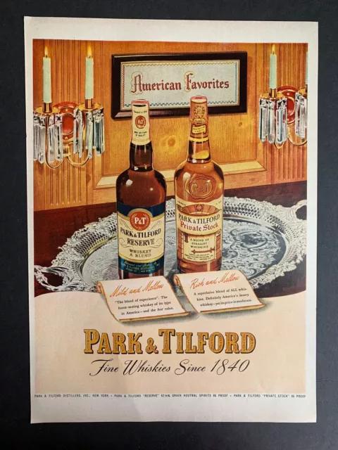 Vintage 1949 Park & Tilford Whiskey Print Ad