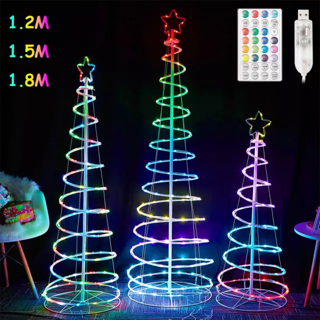 1.5/1.8M LED Lichterkette Weihnachtsbaum Spirale Beleuchtung Lichtbaum mit Timer