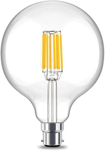 LuxVista 10W G125 B22 LED Filament Globe Bulb Warm White 2700K BC Bayonet...