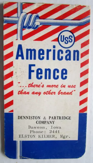 DAWSON IOWA American Fence Denniston & Partridge USS Steel Notebook - W-74