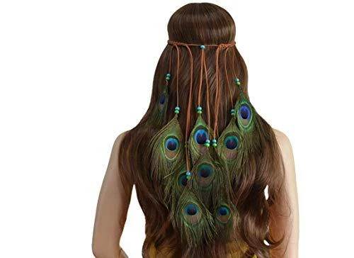 Peacock Feather Headband Peacock Feather Hair Band Weave Headpieces Bohemia T...