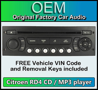 CITROEN C5 Fiat Lancia Blaupunkt RD4 Radio CD Lettore MP3 con codifica VIN GRATIS 