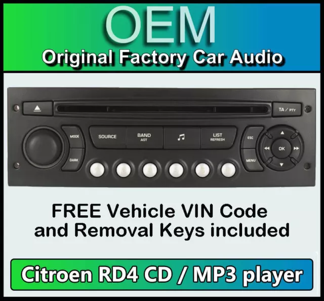 Citroen DS3 car stereo MP3 CD player Citroen RD4 radio + FREE Vin Code and Keys