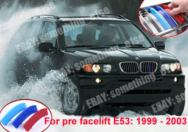 BMW X5 E53 pre facelift 1999-03 Grille 8 bar M 3 tri Colors Cover Cap Clip strip