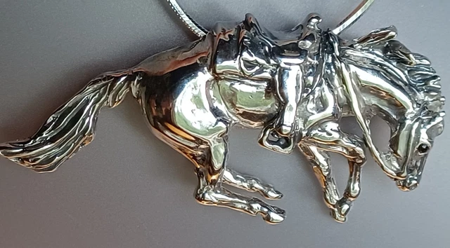Western Reining Horse saddle Stone eye Sterling Silver Zimmer horse jewelry