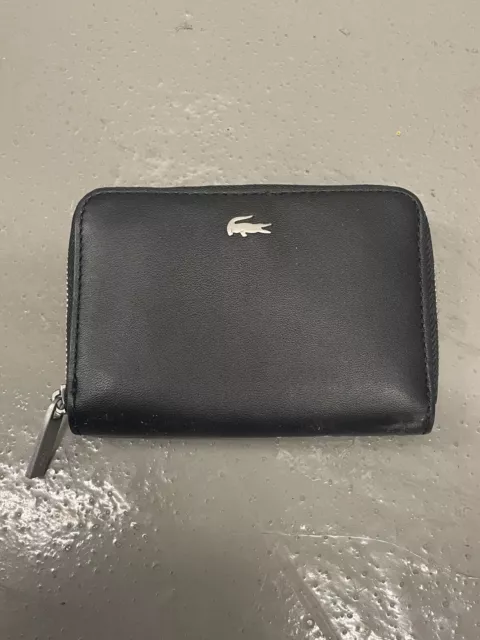 LACOSTE BLACK LEATHER zip wallet great shape $1.00 - PicClick