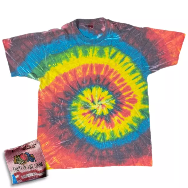 Vintage tie dye blank t-shirt Size Large Psychedelic Trippy Hippy Single Stitch