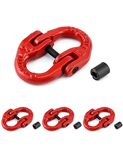 4Pcs Red Painted G80 Alloy Steel Connecting Link 3/8â€ 7100 lbs Working Load