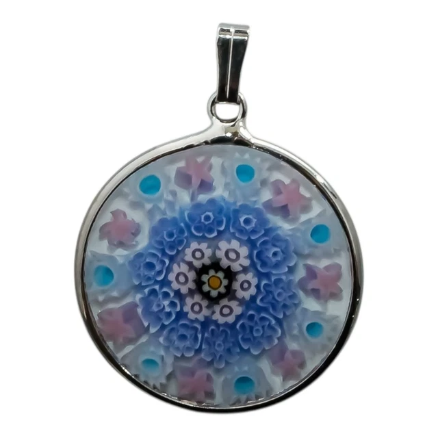 Pendentif Murine Millefiori En Verre De Murano - Plaqué Or - Env. 2 Cm - Occasion