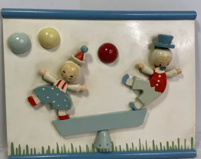 Vintage See Saw Teeter Totter Nursery Wood Wall Hanging Plaque