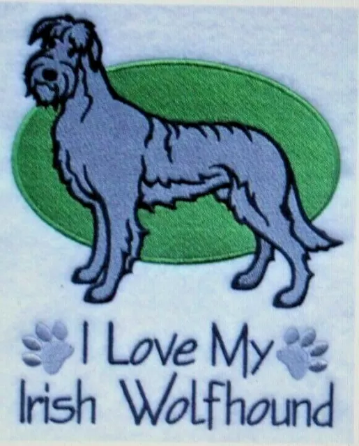 Love My Irish Wolfhound Dog Embroidered Personalized Tee Shirt ALL SIZES