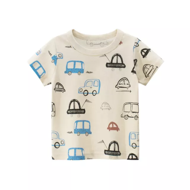 Boys Tractor Beige Short Sleeved T Shirt Kids Tops Cotton Clothes UK