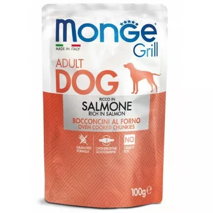 Monge Grill Adult Cibo Umido Completo per Cani - Salmone - 12x100 gr