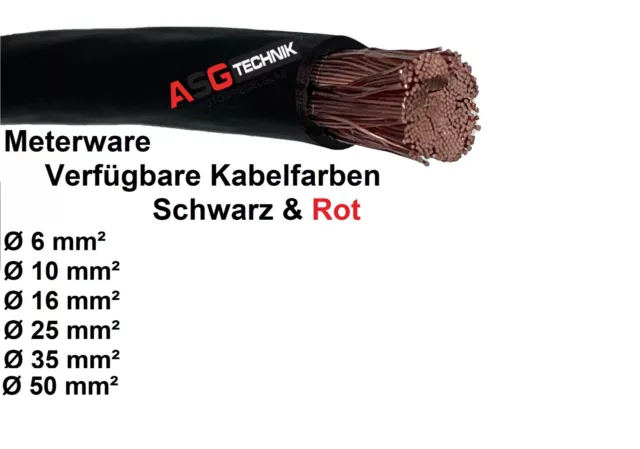 Massekabel Batterie H07V-K Rot Schwarz 6 10 16 25 35 50mm² KFZ NFZ LKW PV Solar 2