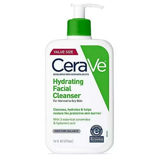 Cerave Hydrating Facial Cleanser | Moisturizing Non-Foaming Face Wash with Hyalu