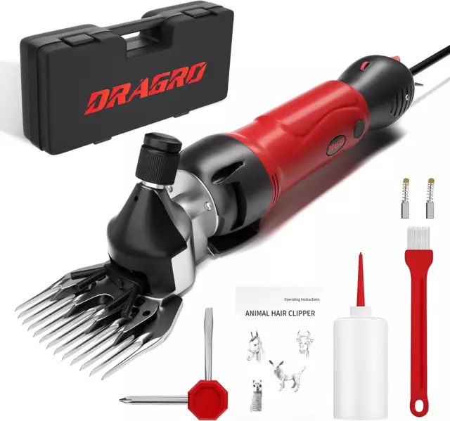 Dragro 2022 Upgraded Sheep Shears 500W, Professional Electric Sheep Clippers, 6