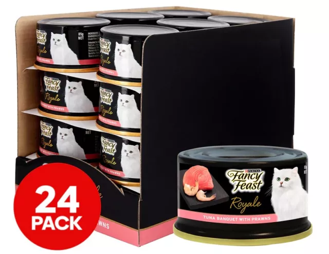 24 x Purina Fancy Feast Royale Tuna Banquet with Prawns 85g AU-Free shipping. 2