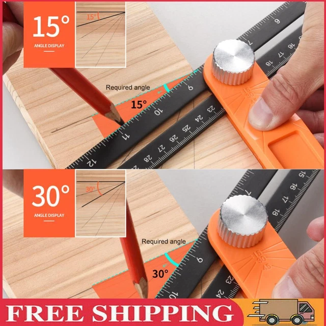 Angle Ruler Gauge Sliding T-Bevel Wooden Marking Protractor with Bubble (S)
