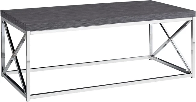 Monarch Specialties Modern Coffee Table for Living Room Center Grey /Chrome